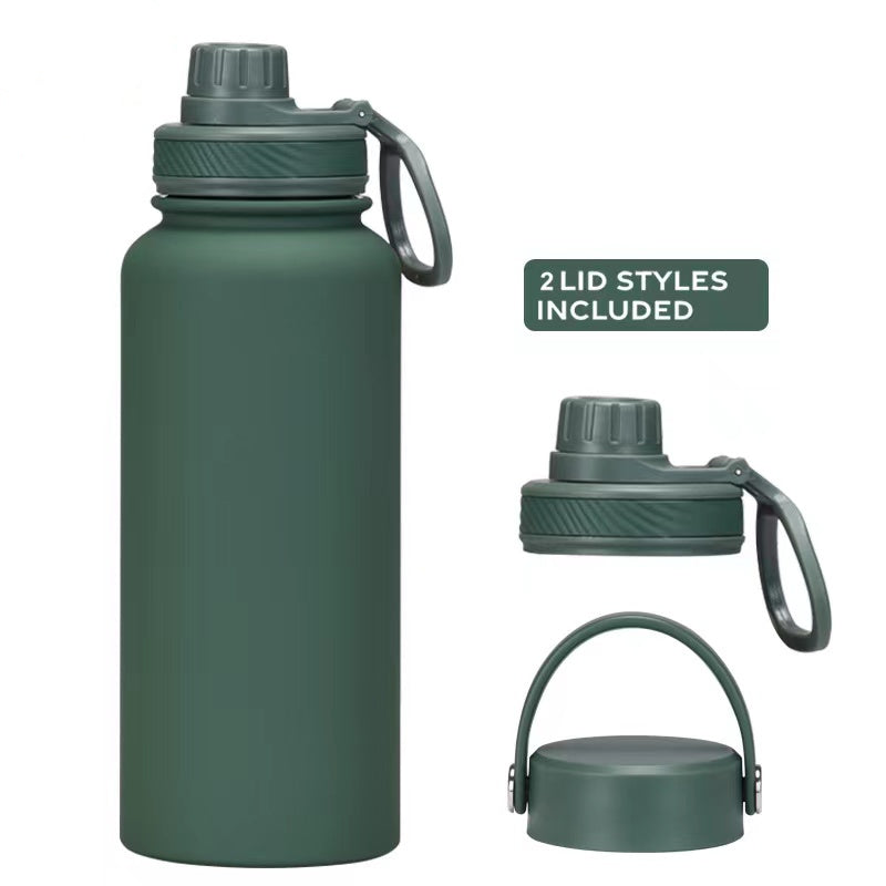Teacher's Day Gift Customised Stainless Steel Thermal Vacuum Flask - Large Capacity Portable Outdoor Sports Bottle with Two Lids, Wide Mouth Insulation Cup Set