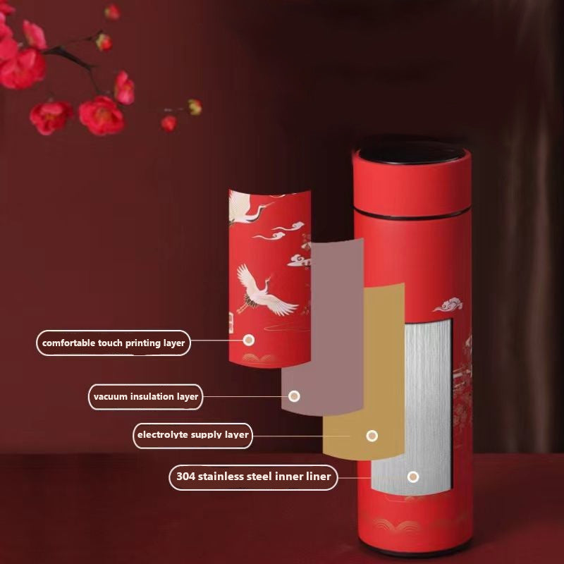 Exquisite 500ml Vacuum Thermal Flask Classical Chinese Style Thermos Mug with Cultural Illustrations Ideal Christmas and New Year Gift