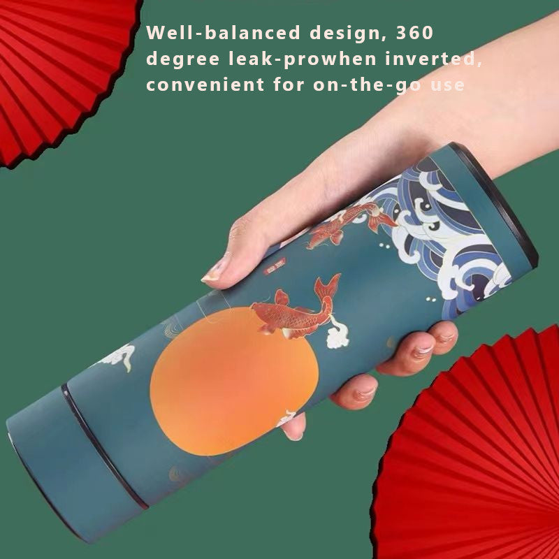 Exquisite 500ml Vacuum Thermal Flask Classical Chinese Style Thermos Mug with Cultural Illustrations Ideal Christmas and New Year Gift