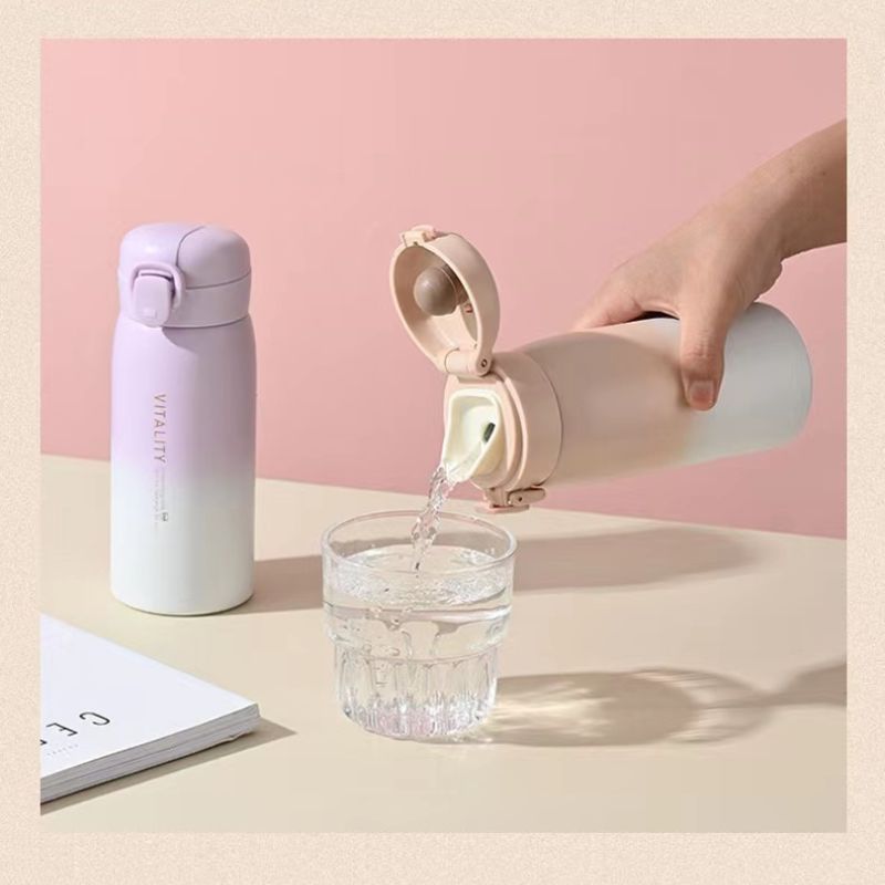 Stylish  Gift Stainless Steel Insulated Student Water Bottle with Gradient Design & Bounce Lid
