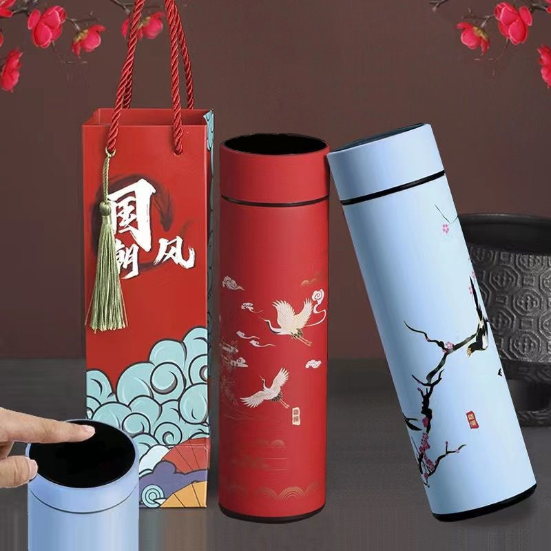 Exquisite 500ml Vacuum Thermal Flask Classical Chinese Style Thermos Mug with Cultural Illustrations Ideal Christmas and New Year Gift