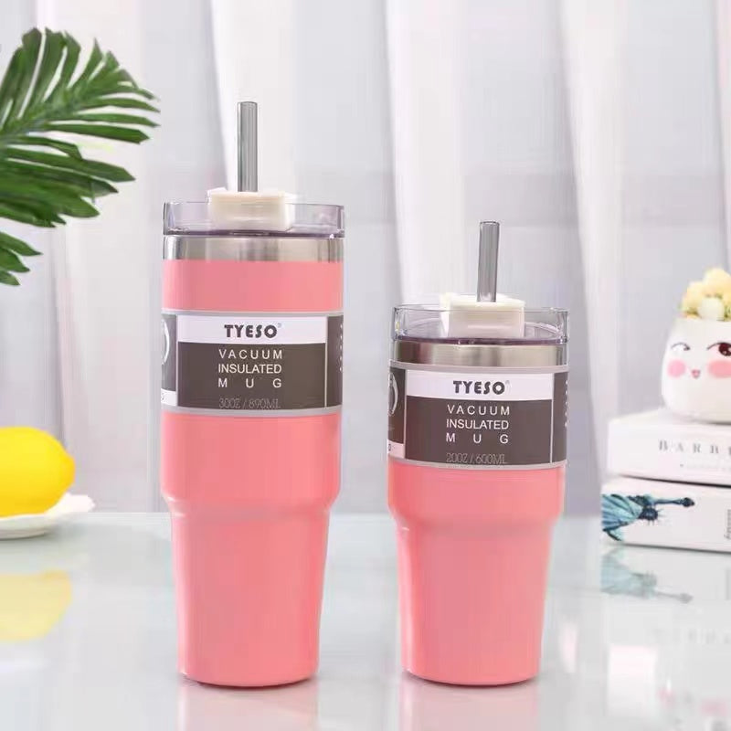 Stainless Steel Car Cup with straw lid thermal tumbler mug & Coffee cup