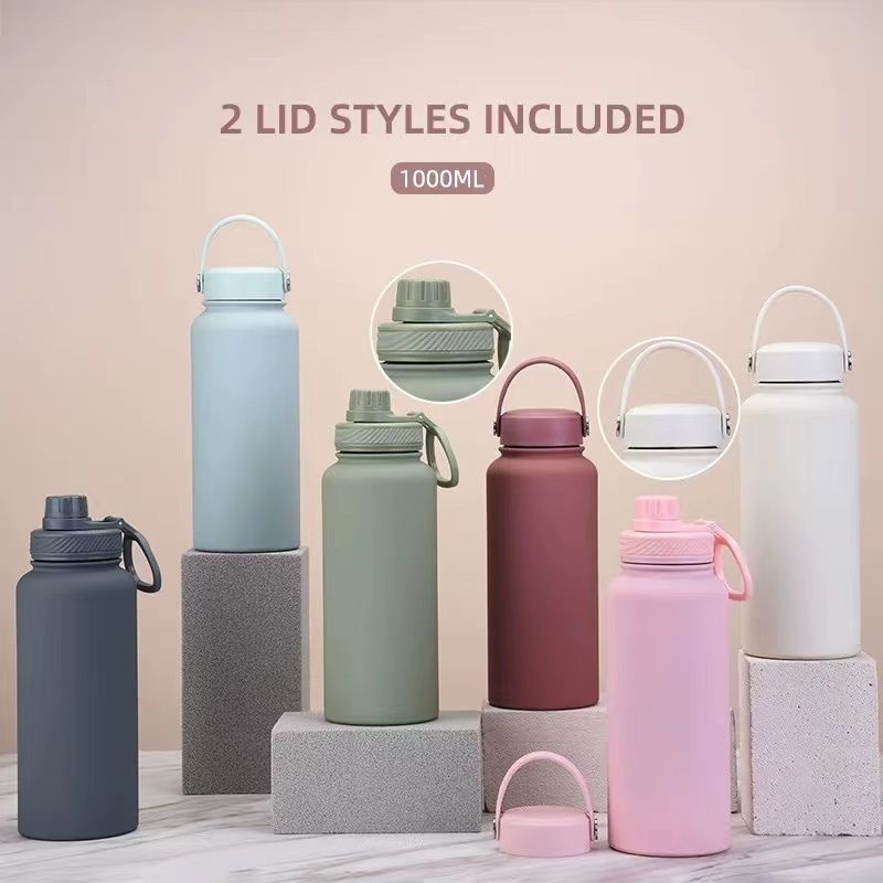 Teacher's Day Gift Customised Stainless Steel Thermal Vacuum Flask - Large Capacity Portable Outdoor Sports Bottle with Two Lids, Wide Mouth Insulation Cup Set
