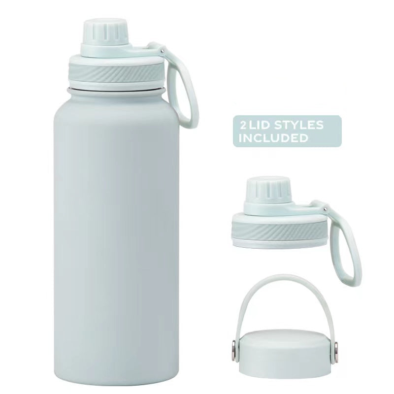 Teacher's Day Gift Customised Stainless Steel Thermal Vacuum Flask - Large Capacity Portable Outdoor Sports Bottle with Two Lids, Wide Mouth Insulation Cup Set