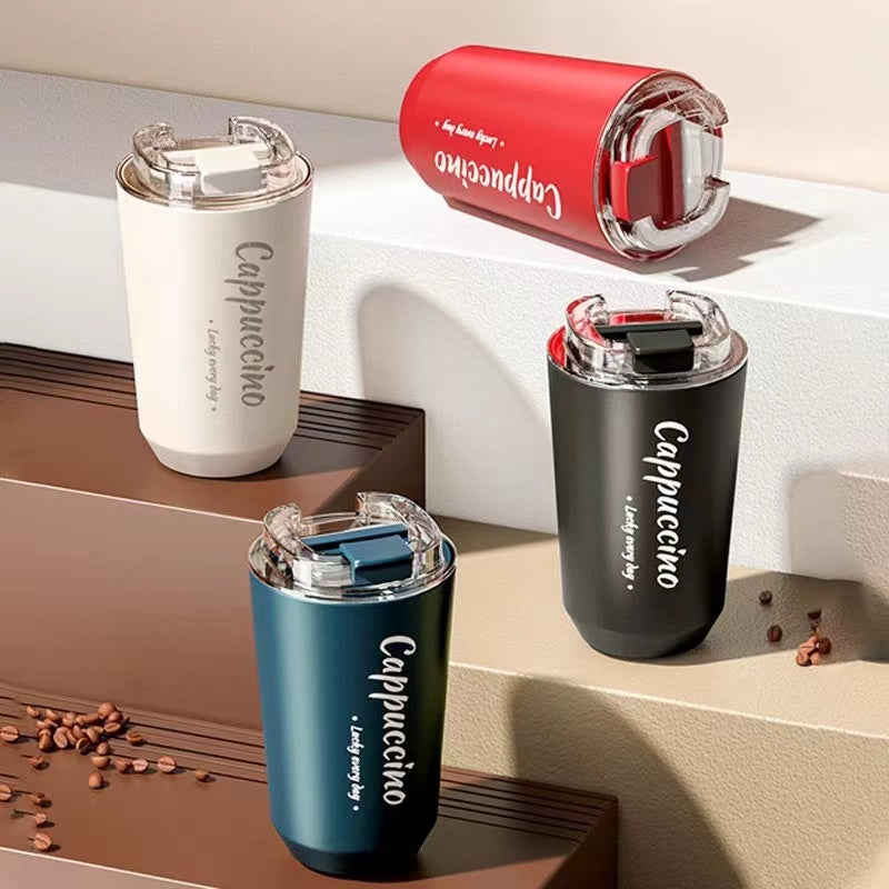 SG Ready Stock 304 Insulated Stainless Steel Mug Ins Style Minimalist Office Coffee Cup With Lid Handle Double Wall Stainless Steel Tea Cup
