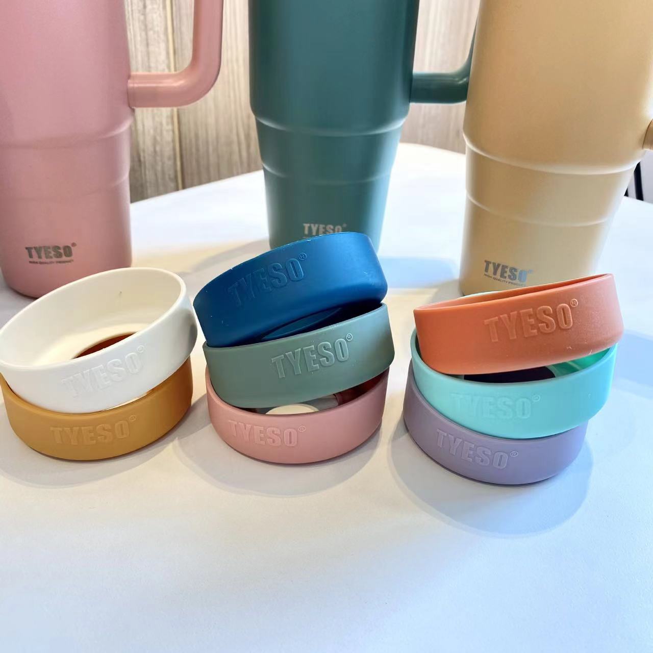 Tyeso Insulated Stainless Steel Coffee Cup Bumper 30OZ/40OZ Bottle Base Anti-Slip Silicone Pad