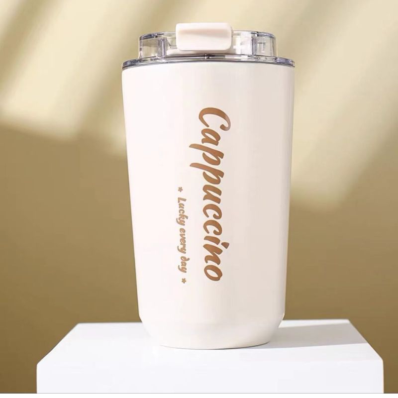 SG Ready Stock 304 Insulated Stainless Steel Mug Ins Style Minimalist Office Coffee Cup With Lid Handle Double Wall Stainless Steel Tea Cup