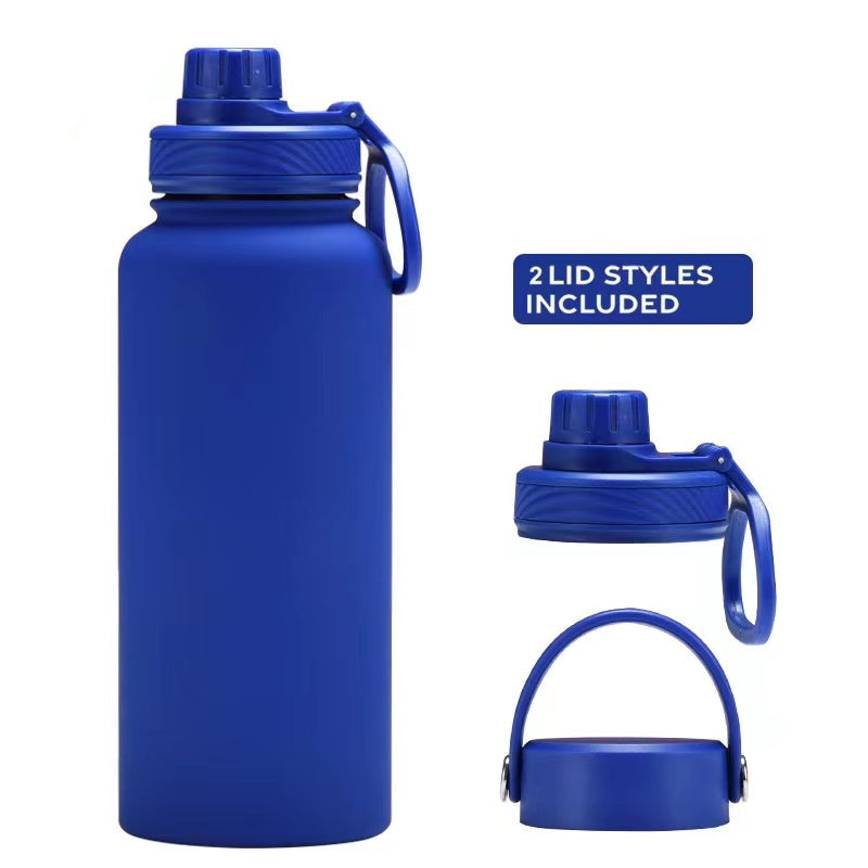 Teacher's Day Gift Customised Stainless Steel Thermal Vacuum Flask - Large Capacity Portable Outdoor Sports Bottle with Two Lids, Wide Mouth Insulation Cup Set