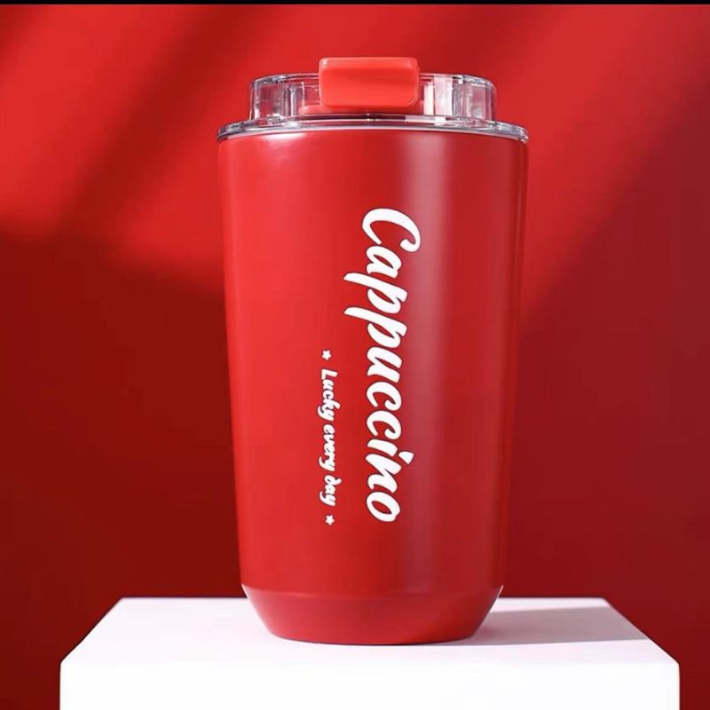 SG Ready Stock 304 Insulated Stainless Steel Mug Ins Style Minimalist Office Coffee Cup With Lid Handle Double Wall Stainless Steel Tea Cup