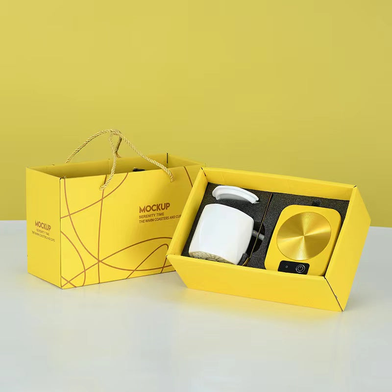Teacher's Day Gift New Thermostatic mug gift box heating coaster thermal dish ceramic business creative gift mug new 45 degree warming mug