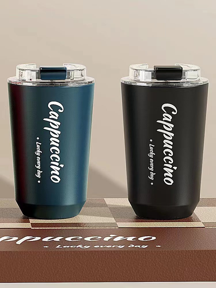 SG Ready Stock 304 Insulated Stainless Steel Mug Ins Style Minimalist Office Coffee Cup With Lid Handle Double Wall Stainless Steel Tea Cup