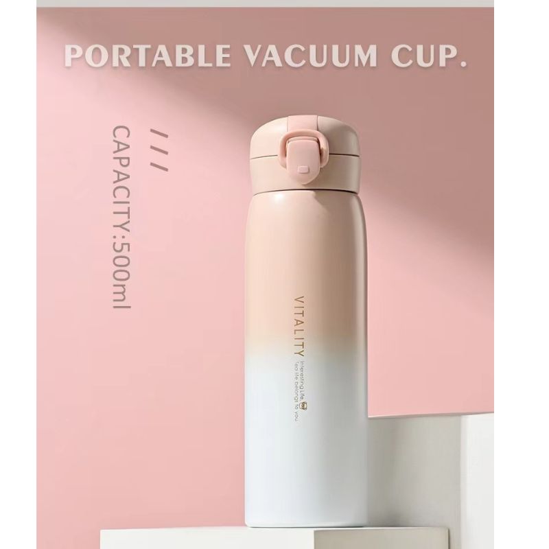 Stylish  Gift Stainless Steel Insulated Student Water Bottle with Gradient Design & Bounce Lid