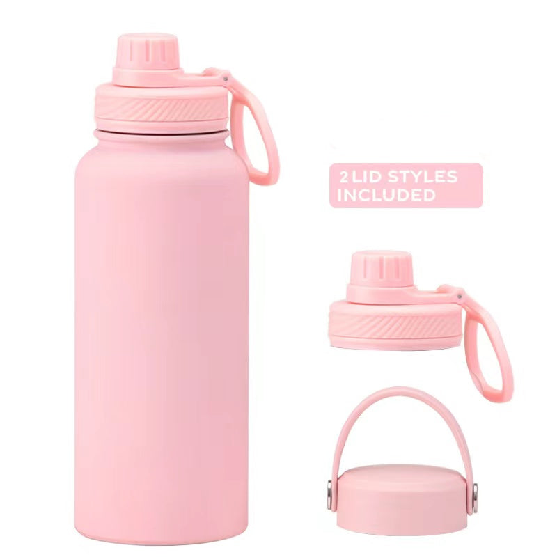 Teacher's Day Gift Customised Stainless Steel Thermal Vacuum Flask - Large Capacity Portable Outdoor Sports Bottle with Two Lids, Wide Mouth Insulation Cup Set