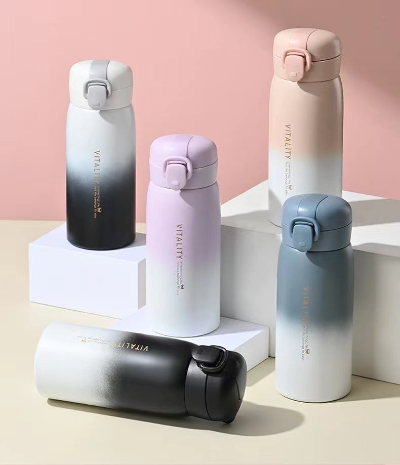 Stylish  Gift Stainless Steel Insulated Student Water Bottle with Gradient Design & Bounce Lid