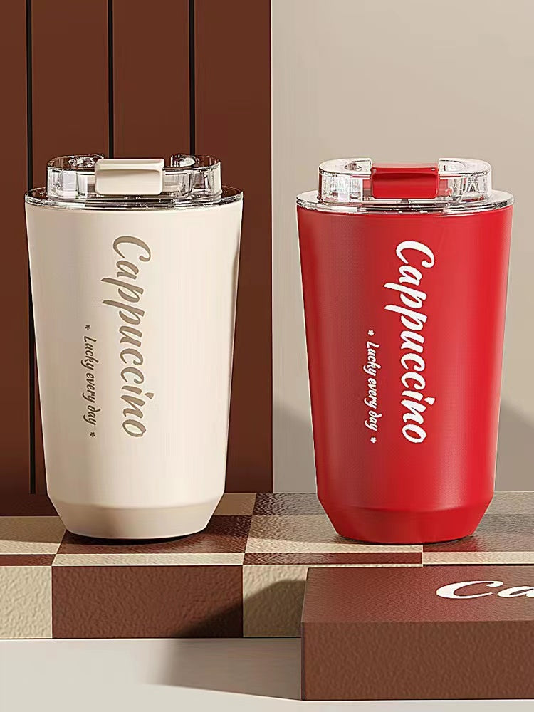 SG Ready Stock 304 Insulated Stainless Steel Mug Ins Style Minimalist Office Coffee Cup With Lid Handle Double Wall Stainless Steel Tea Cup
