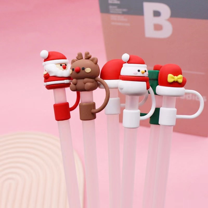 Christmas Theme Straw 8-10mm Cute Cartoon Party Straws