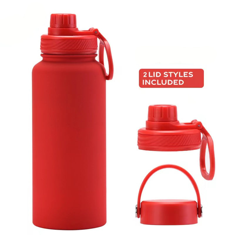 Teacher's Day Gift Customised Stainless Steel Thermal Vacuum Flask - Large Capacity Portable Outdoor Sports Bottle with Two Lids, Wide Mouth Insulation Cup Set