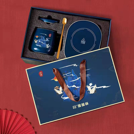 Teacher's Day Gift Ceramic Beverage Mug With Lid & USB Heating Pad Traditional Theme