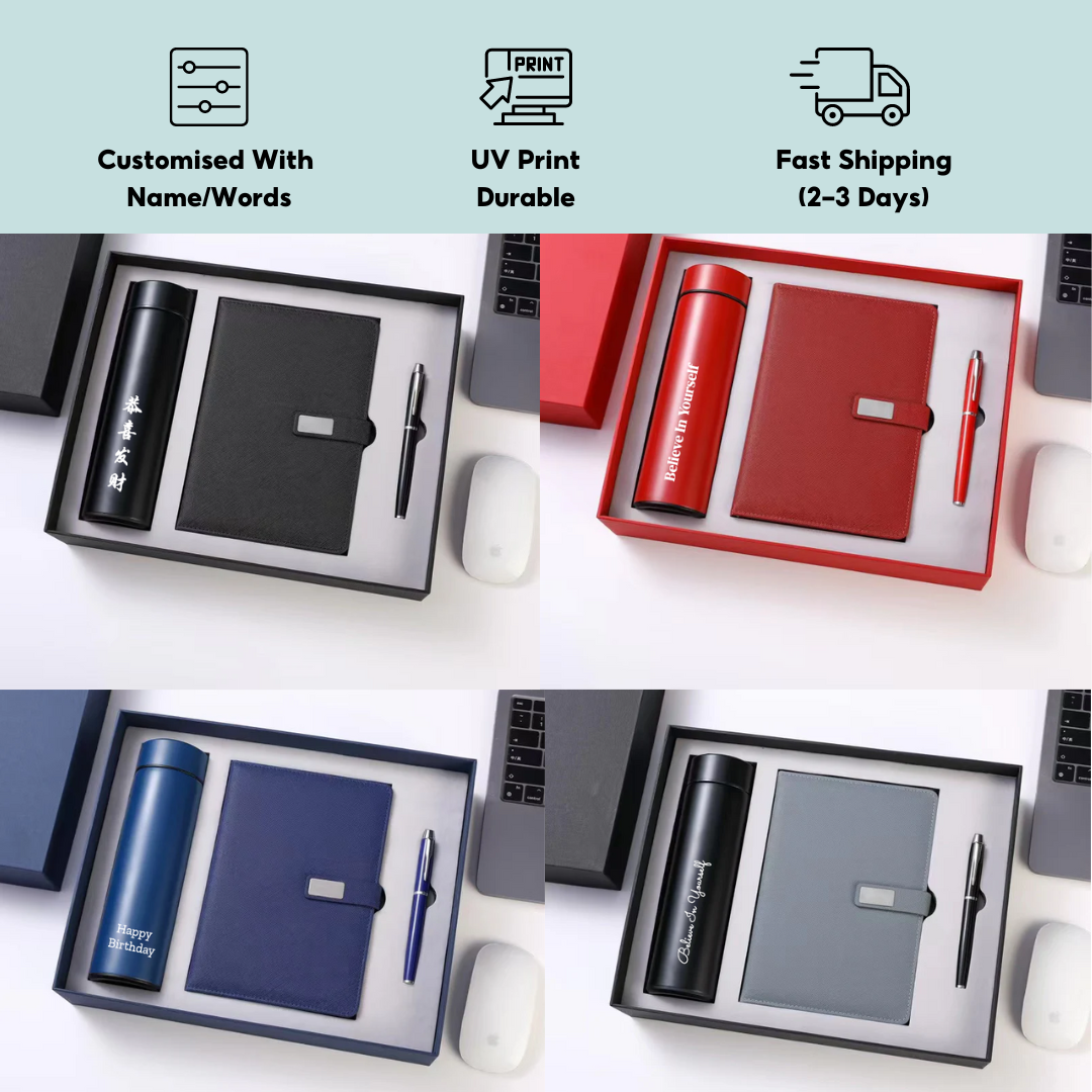 Teacher's Day Gift Customised Insulated Mug with Smart Temperature Display and Notebook Gift Box Set - Customizable, Creative, and Handy Gift