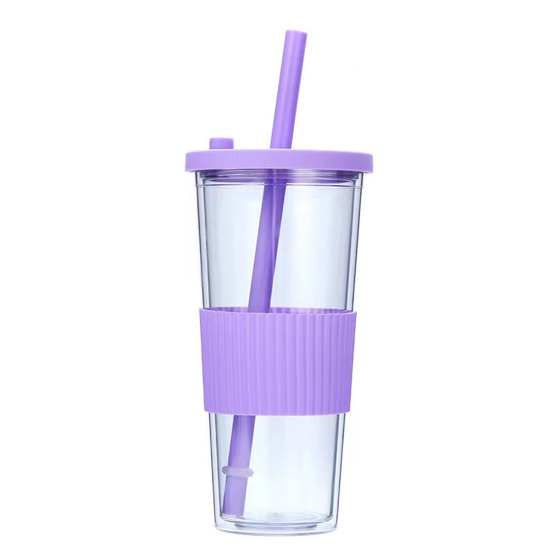 710ml Large Capacity Double-Layer AS Plastic Bubble Tea Cup