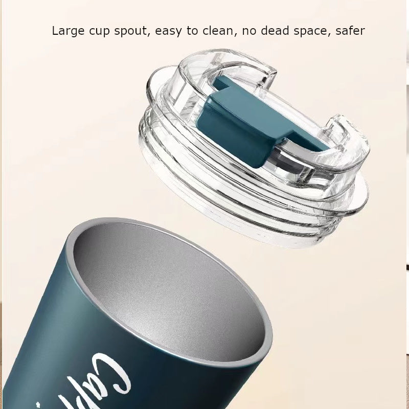 SG Ready Stock 304 Insulated Stainless Steel Mug Ins Style Minimalist Office Coffee Cup With Lid Handle Double Wall Stainless Steel Tea Cup