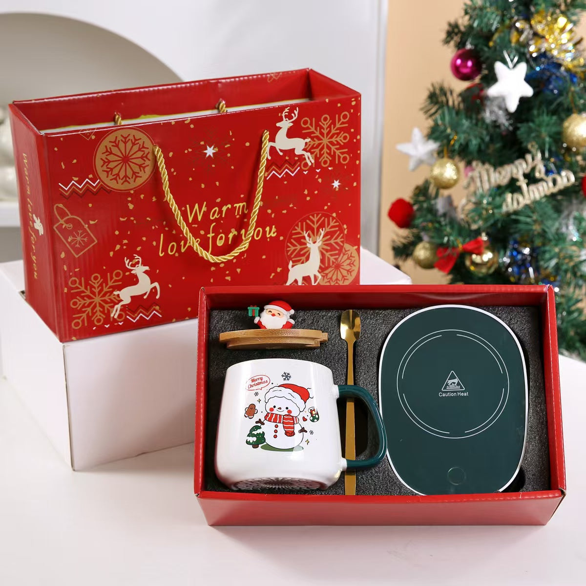 Teacher's Day Gift New Thermostatic mug gift box heating coaster thermal dish ceramic business creative gift mug new 45 degree warming mug