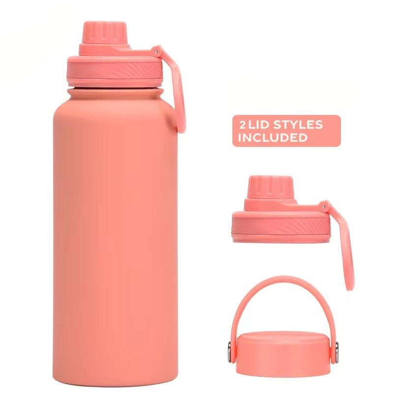 Teacher's Day Gift Customised Stainless Steel Thermal Vacuum Flask - Large Capacity Portable Outdoor Sports Bottle with Two Lids, Wide Mouth Insulation Cup Set
