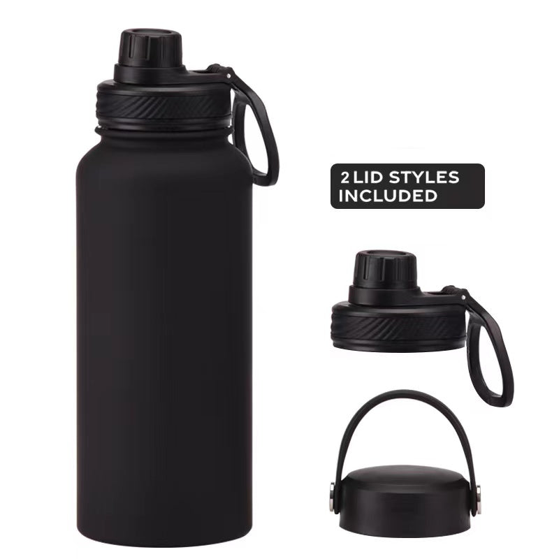 Teacher's Day Gift Customised Stainless Steel Thermal Vacuum Flask - Large Capacity Portable Outdoor Sports Bottle with Two Lids, Wide Mouth Insulation Cup Set