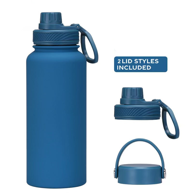 Teacher's Day Gift Customised Stainless Steel Thermal Vacuum Flask - Large Capacity Portable Outdoor Sports Bottle with Two Lids, Wide Mouth Insulation Cup Set