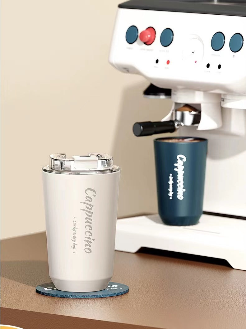 SG Ready Stock 304 Insulated Stainless Steel Mug Ins Style Minimalist Office Coffee Cup With Lid Handle Double Wall Stainless Steel Tea Cup