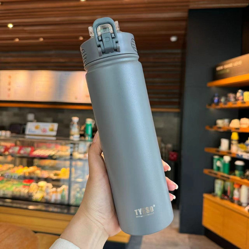 TYESO Thermal Tumbler Flask Water Bottle Vacuum Insulated Stainless Steel Coffee Car Cup 600ml/750ml Portable Straw Cup