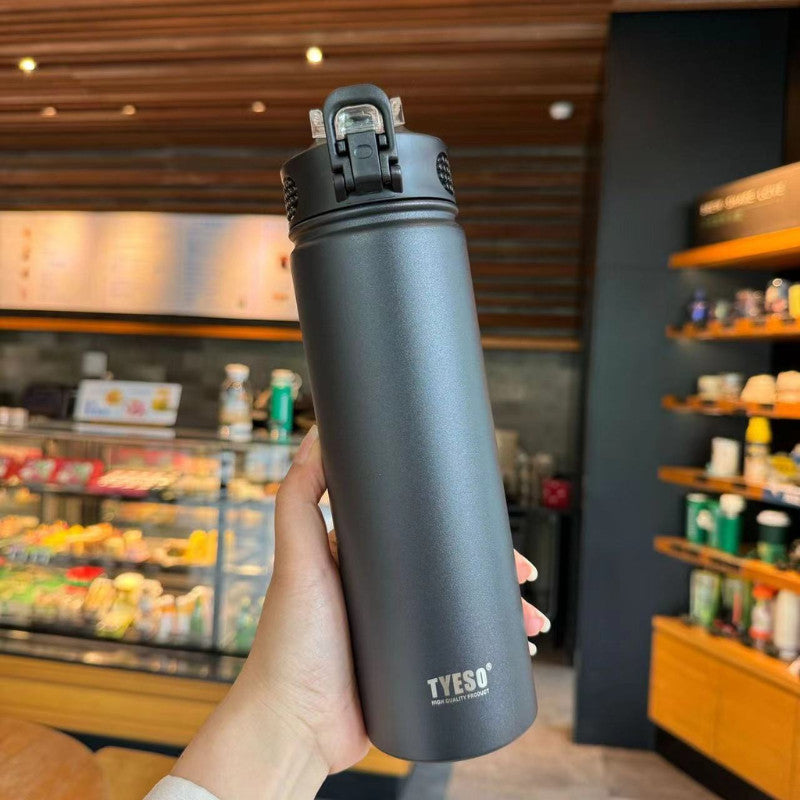 TYESO Thermal Tumbler Flask Water Bottle Vacuum Insulated Stainless Steel Coffee Car Cup 600ml/750ml Portable Straw Cup