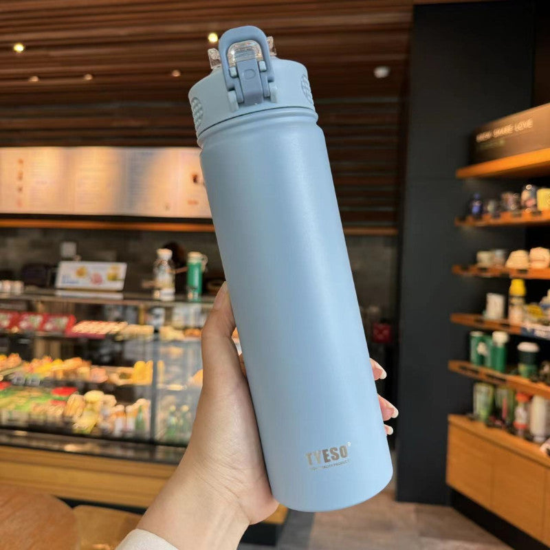 TYESO Thermal Tumbler Flask Water Bottle Vacuum Insulated Stainless Steel Coffee Car Cup 600ml/750ml Portable Straw Cup