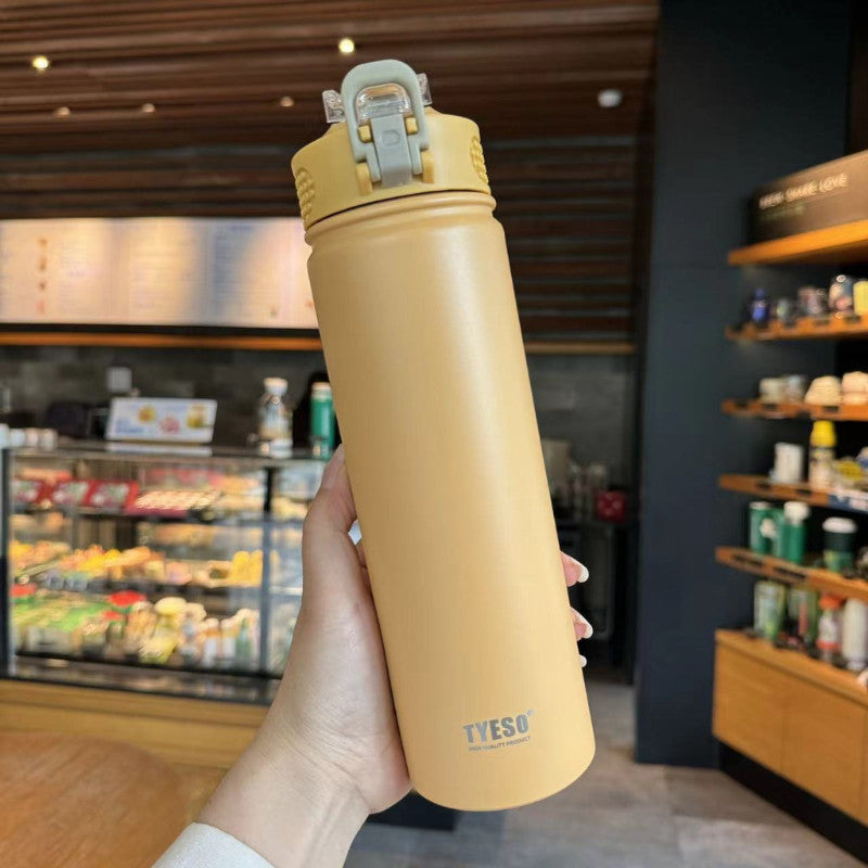 TYESO Thermal Tumbler Flask Water Bottle Vacuum Insulated Stainless Steel Coffee Car Cup 600ml/750ml Portable Straw Cup