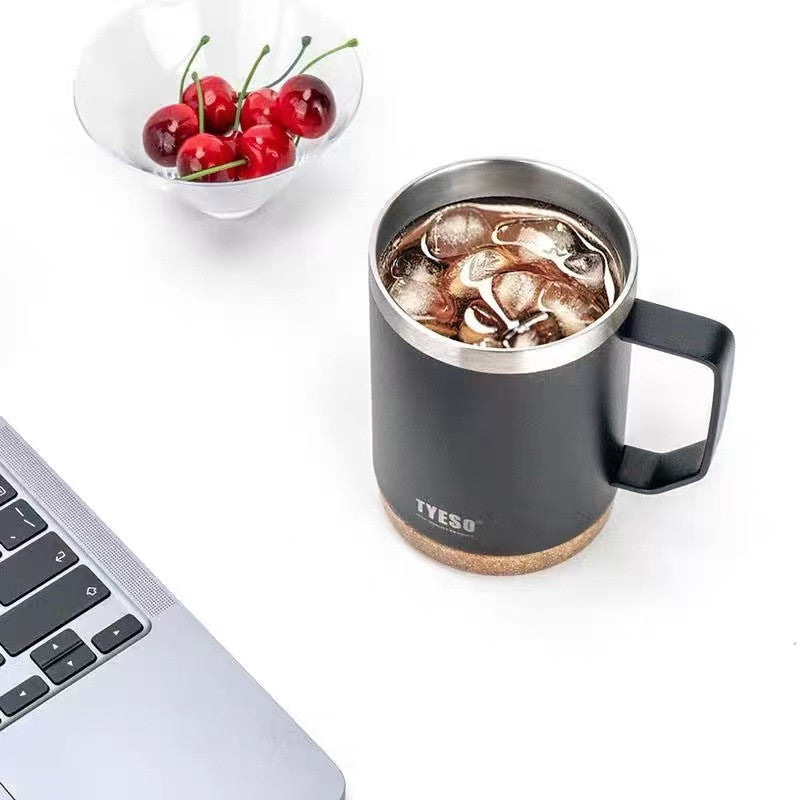 Tyeso 304 Stainless Steel Vacuum Insulated Coffee Mug Heatproof Office Water Cup - By Mygift.sg