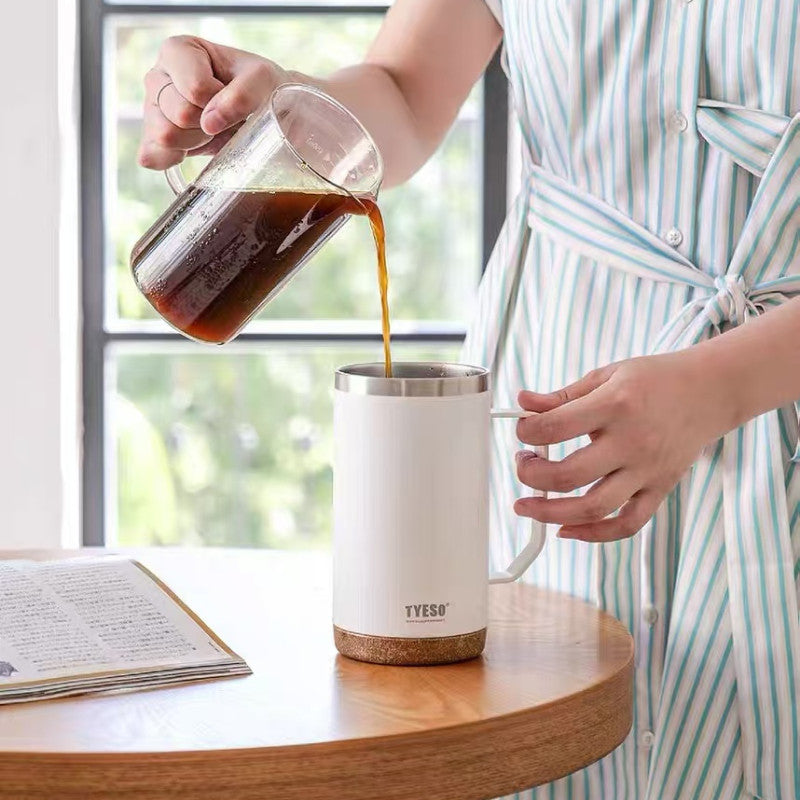 Tyeso 304 Stainless Steel Vacuum Insulated Coffee Mug Heatproof Office Water Cup - By Mygift.sg