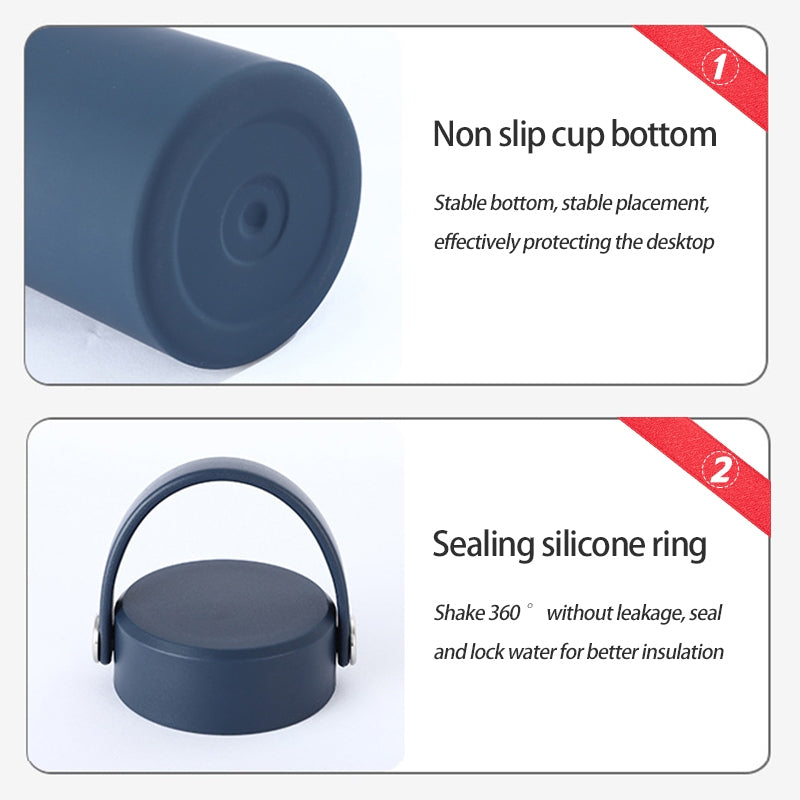 Teacher's Day Gift Customised Stainless Steel Thermal Vacuum Flask - Large Capacity Portable Outdoor Sports Bottle with Two Lids, Wide Mouth Insulation Cup Set