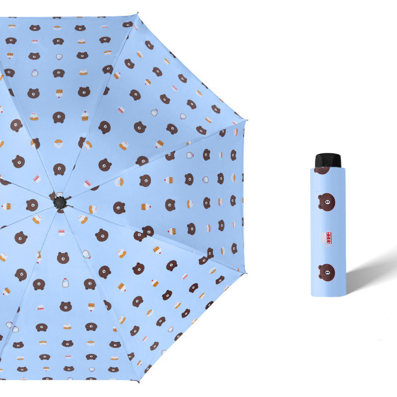 Anti-Uv Automatic Manual Daisy Bear Design Foldable Lightweight Umbrella