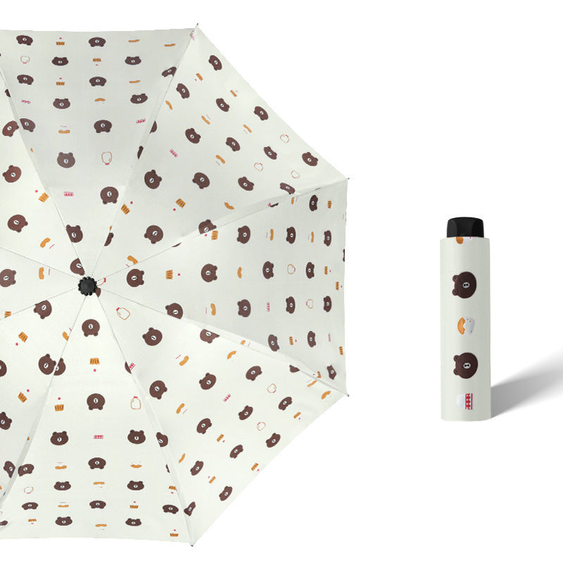 Anti-Uv Automatic Manual Daisy Bear Design Foldable Lightweight Umbrella
