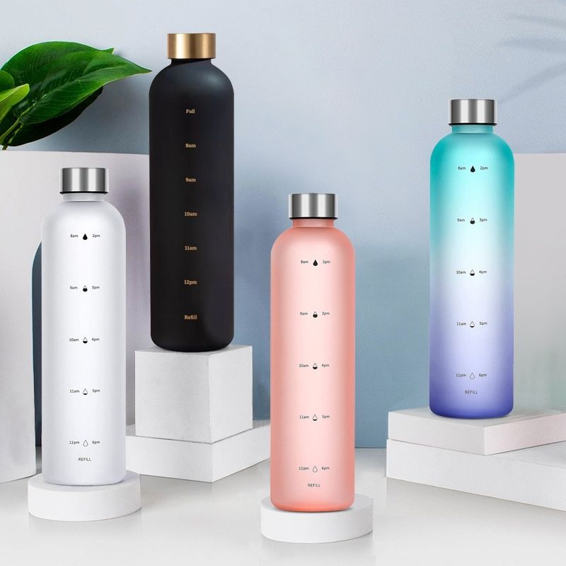 🇸🇬 Ready Stock 1000ml Tritan BPA Free Water Bottle with portable large capacity for Leak proof&Time scales Sport