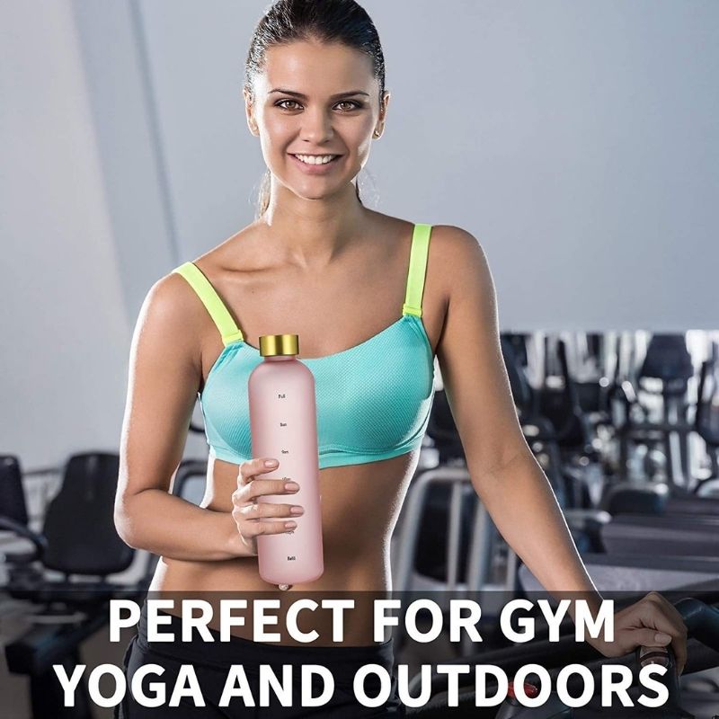 🇸🇬 Ready Stock 1000ml Tritan BPA Free Water Bottle with portable large capacity for Leak proof&Time scales Sport