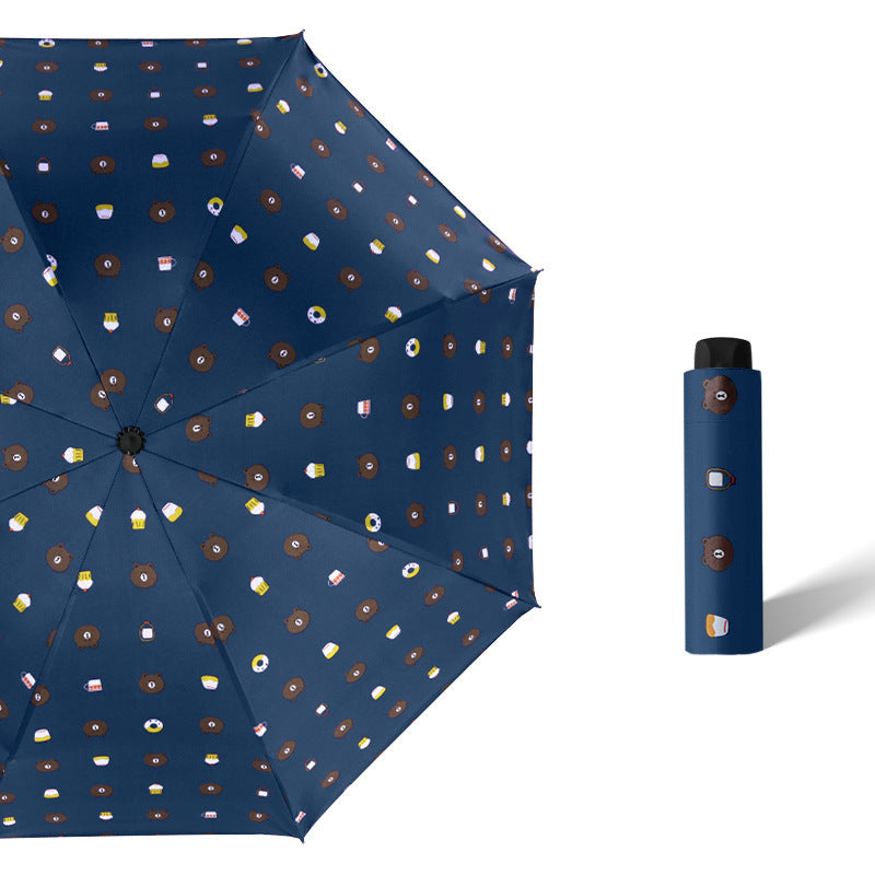Anti-Uv Automatic Manual Daisy Bear Design Foldable Lightweight Umbrella
