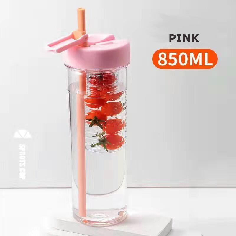 850ml Straw Cup Ins Water Bottle Portable outdoor Tea cup and Large Capacity mug