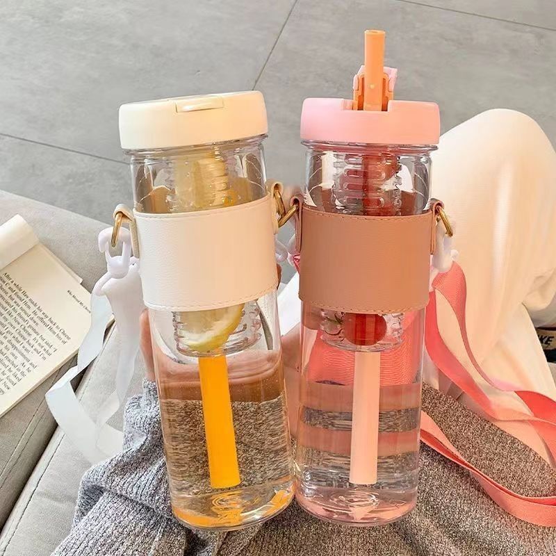 850ml Straw Cup Ins Water Bottle Portable outdoor Tea cup and Large Capacity mug