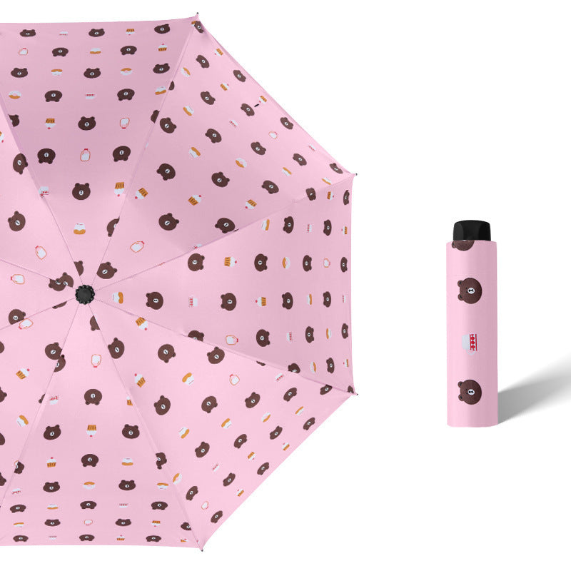 Anti-Uv Automatic Manual Daisy Bear Design Foldable Lightweight Umbrella