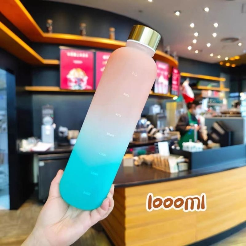 🇸🇬 Ready Stock 1000ml Tritan BPA Free Water Bottle with portable large capacity for Leak proof&Time scales Sport