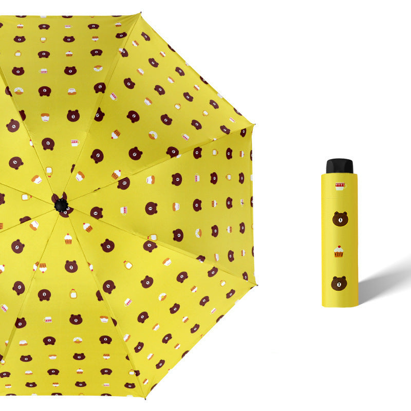 Anti-Uv Automatic Manual Daisy Bear Design Foldable Lightweight Umbrella