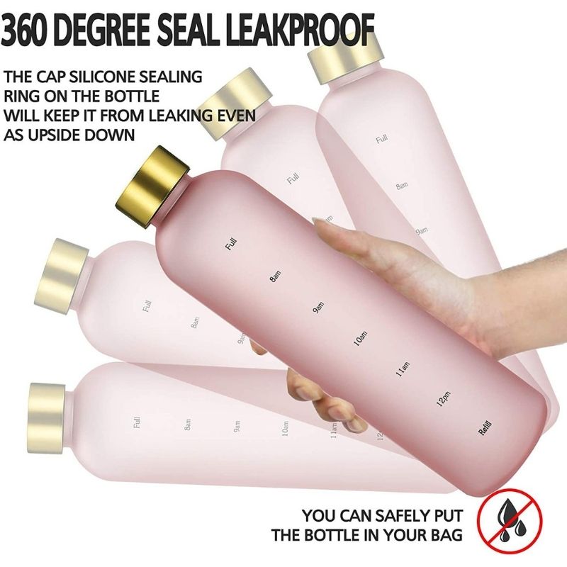 🇸🇬 Ready Stock 1000ml Tritan BPA Free Water Bottle with portable large capacity for Leak proof&Time scales Sport