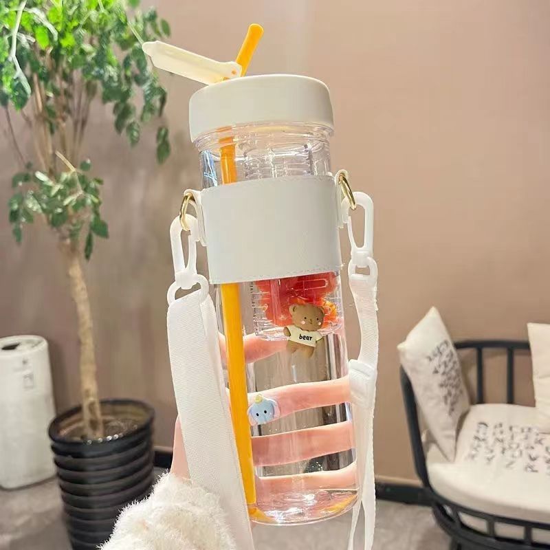 850ml Straw Cup Ins Water Bottle Portable outdoor Tea cup and Large Capacity mug