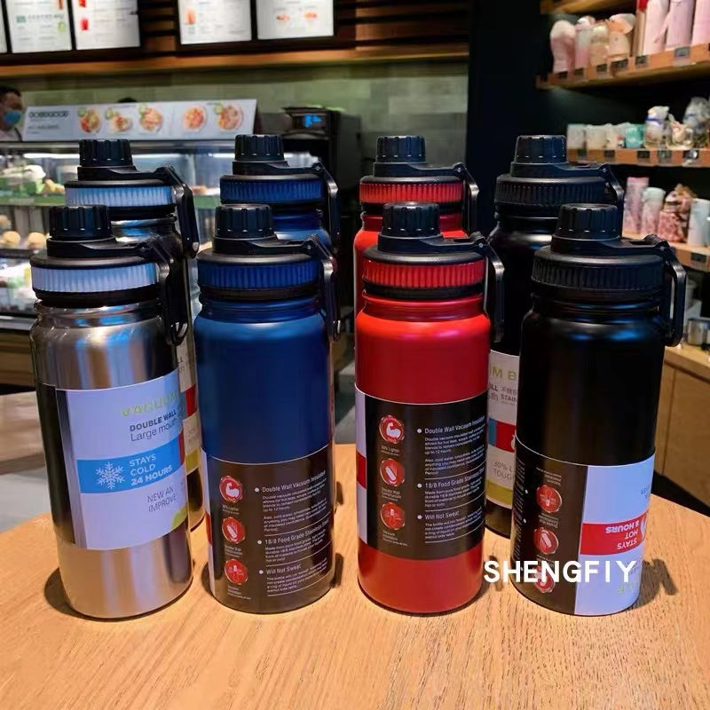 SG Ready Stock 1000ml Large Capacity Outdoor Sports Water Bottle/304 Stainless Steel Insulation Cup/Thermal Vacuum Flask/Creative Portable Traving Cup